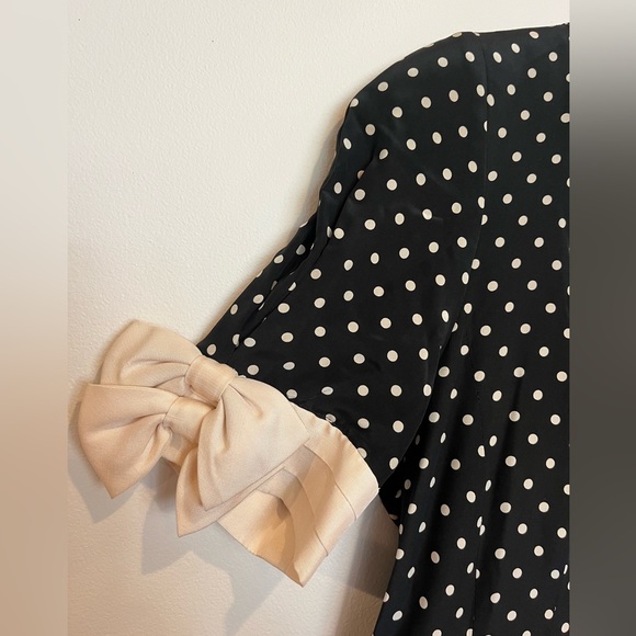 Vintage Nipon Boutique Silk Dress. Black with polka dots, size 8 - Picture 4 of 9